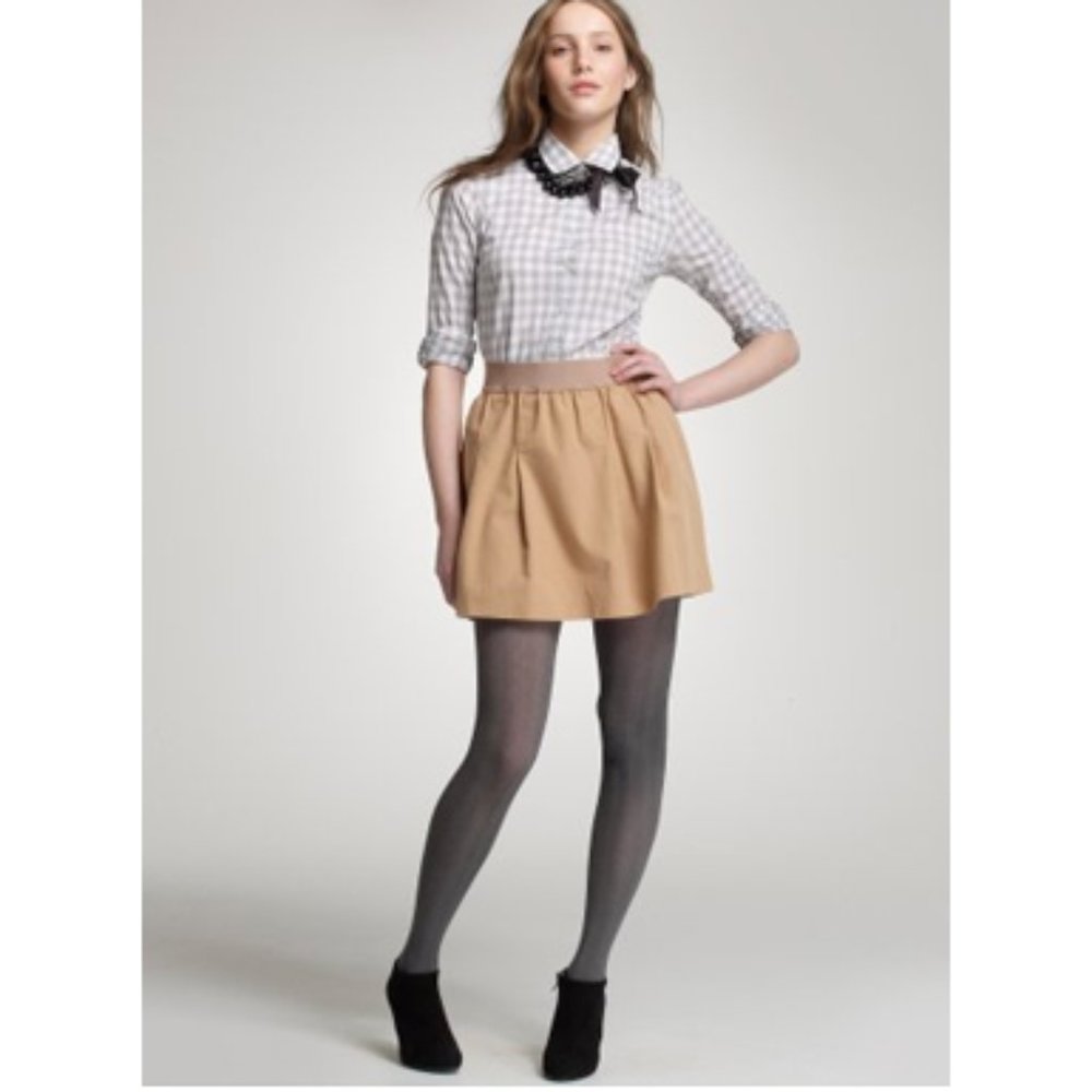J. Crew Tan A-Line Pleated Skirt